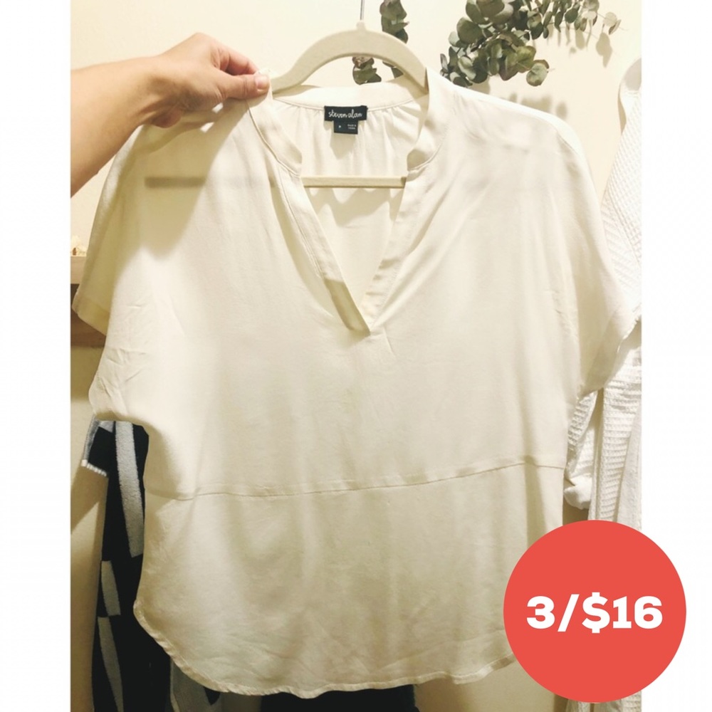 3/$16 Steven Alan Silk Short V neck